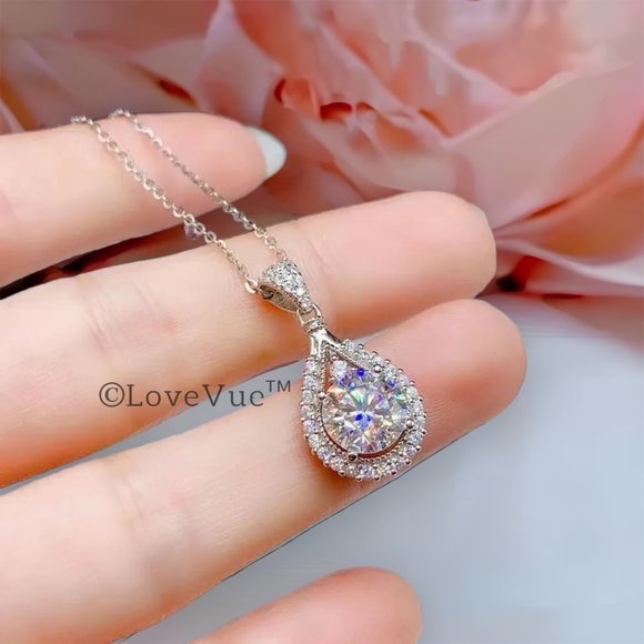 Certified 5ct. t.w. Diamond Halo Teardrop Necklace - Picture 3 of 14